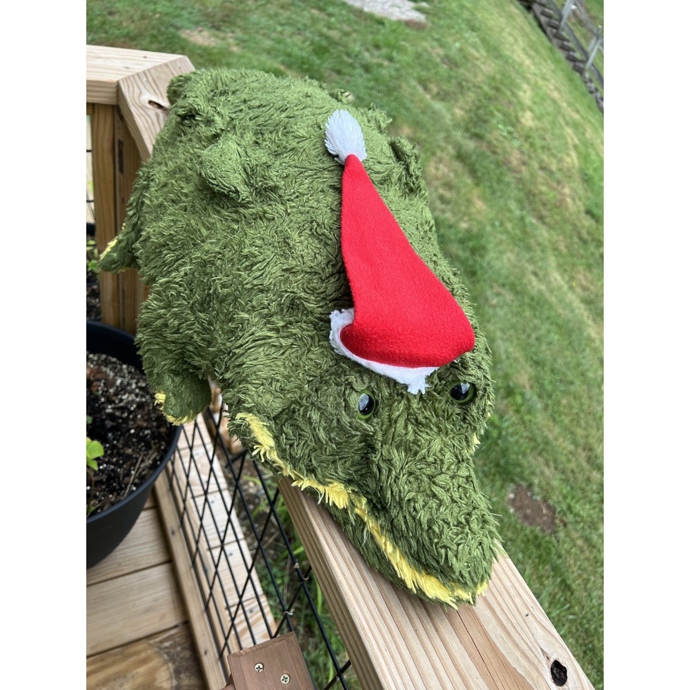 Dan Dee Green Stuffed Alligator w/ Christmas Hat 34" PLUSH SQUISHY STUFFY